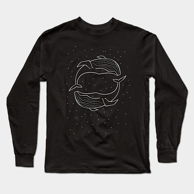 Spinning Space Whales Long Sleeve T-Shirt by Embozine